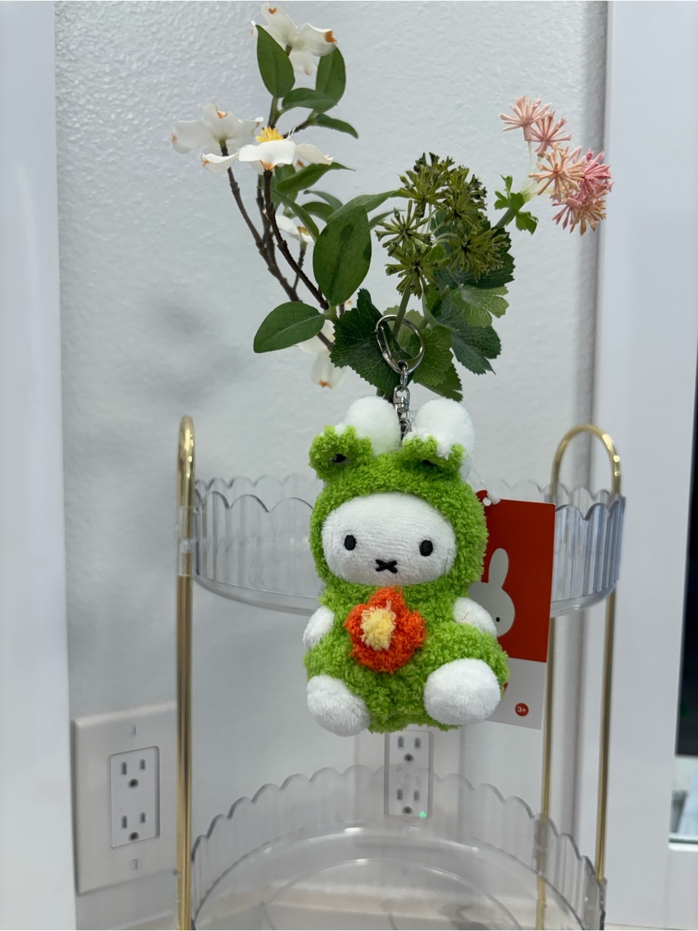 Cute Miffy🐰💚Green Froggie Keychain with Orange Flower Accent - Picture 2 of 4